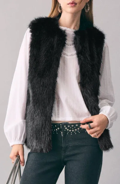 Mango Teen Faux Fur Vest In Black