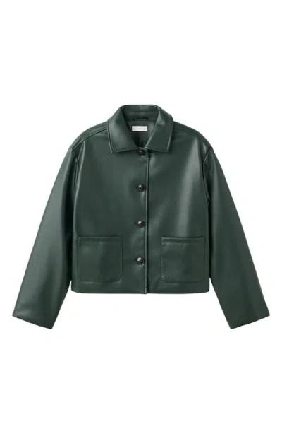 Mango Teen Faux Leather Jacket In Green