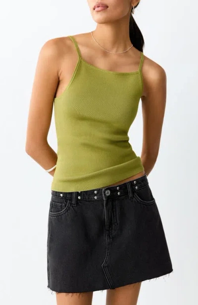 Mango Teen Fine Knit Camisole Sweater In Green