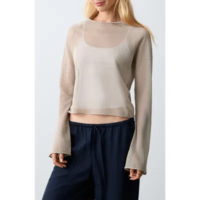 Mango Teen Fine Knit Crewneck Sweater In Neutral