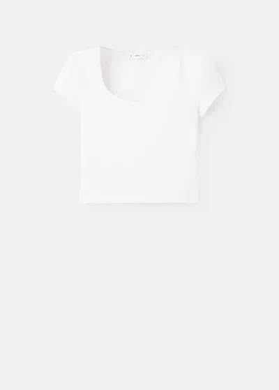 Mango Teen Fitted Cotton T-shirt Off White