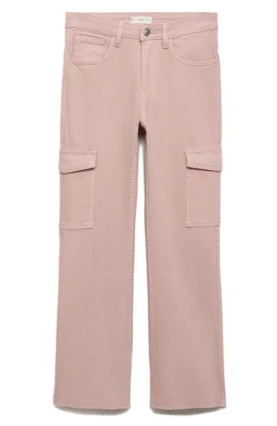 Mango Teen Flare Cargo Jeans In Pink