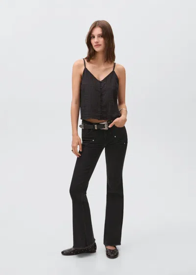 Mango Teen Flared Jeans With Studs Black Denim