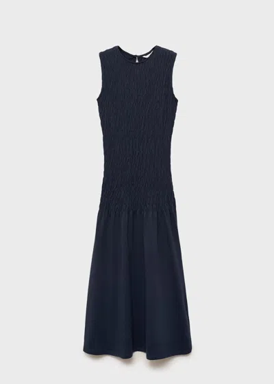 Mango Teen Flared Midi Dress Dark Navy