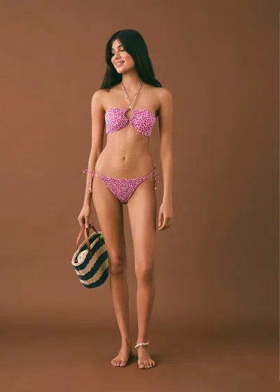 Mango Teen Floral Print Bikini Pastel Pink