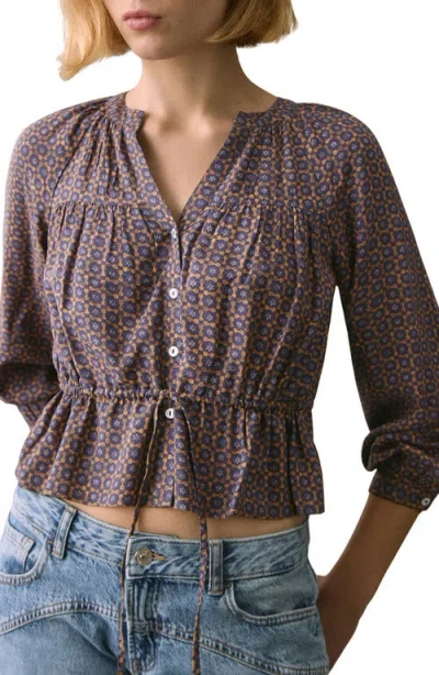 Mango Teen Flowy Print Button-up Shirt In Purple