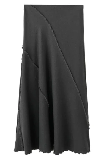 Mango Teen Fray Detail Maxi Skirt In Black