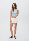 Mango Teen Frayed Low-rise Shorts Off White