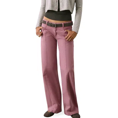 Mango Teen Release Hem Patch Pocket Low Rise Straight Leg Jeans In Pink