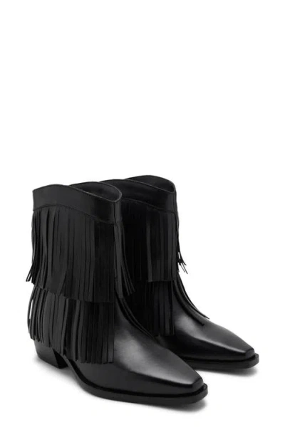 Mango Teen Fringe Bootie In Black