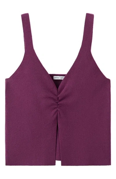 Mango Teen Gathered Detail Knit Tank In Purple