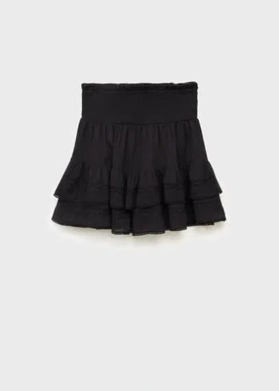 Mango Teen Gathered Skirt With Ruffles Charcoal