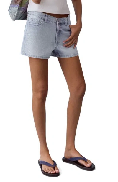 Mango Teen Glitter Denim Shorts In Blue