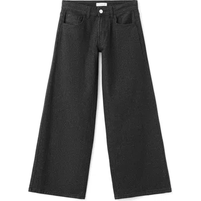 Mango Teen Glitter Wide Leg Jeans In Black