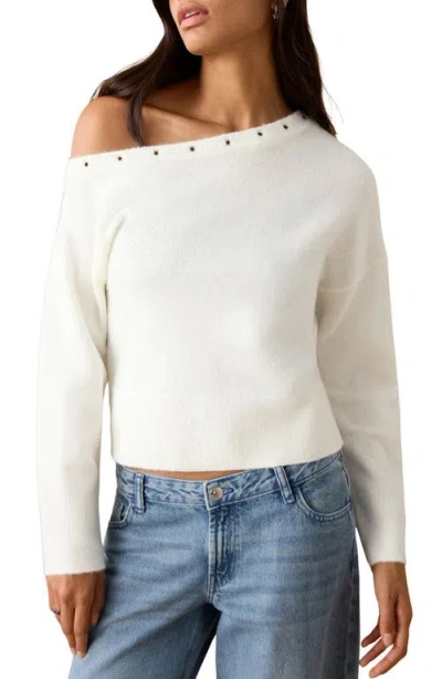 Mango Teen Grommet One-shoulder Sweater In White