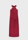 Mango Teen Halter Neck Dress Maroon In Grenat