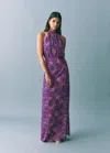Mango Teen Halter-neck Printed Dress Purple In Purple