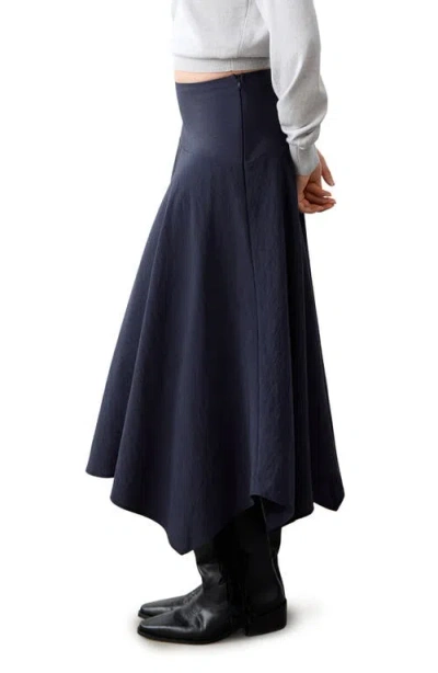 Mango Teen Handkerchief Hem Midi Skirt In Blue