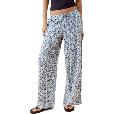Mango Teen High Waist Abstract Print Pants In Blue