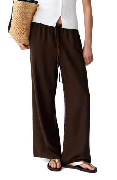 Mango Teen High Waist Wide Leg Pants In Brown