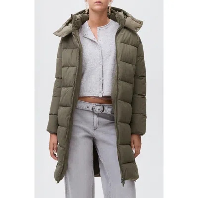 Mango Teen Hooded Puffer Coat In Green