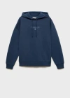 Mango Teen Hoodie Cotton Sweatshirt Dark Navy In Dark Navy