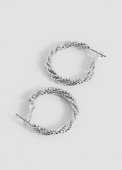 Mango Teen Hoop Earrings Silver