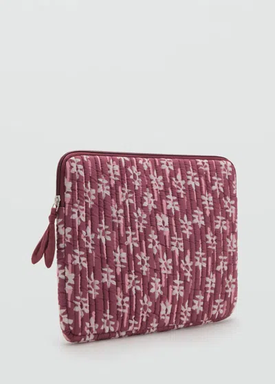 Mango Teen Printed Laptop Case In Burgundy