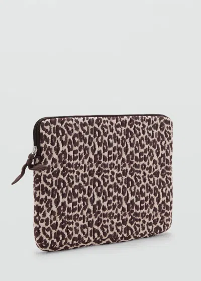Mango Teen Printed Laptop Case In Brown