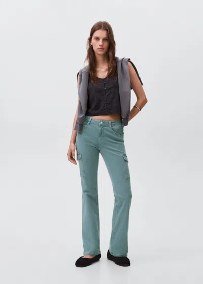 Mango Teen Flared Cargo Jeans Blue