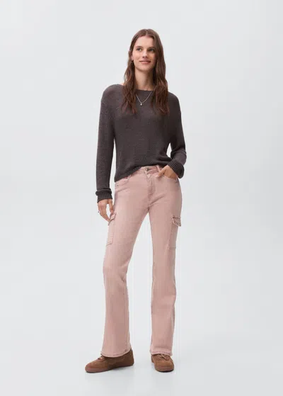 Mango Teen Studded Skinny Cargo Jeans Pastel Pink