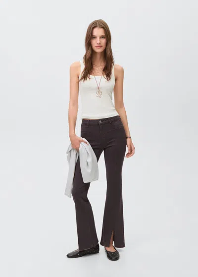 Mango Teen Flared Jeans With Opening Charcoal