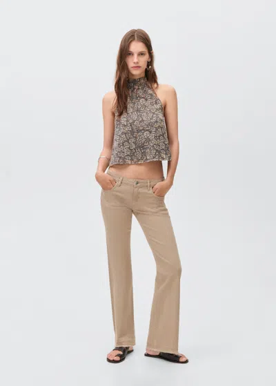 Mango Teen Low-waist Flared Jeans Beige