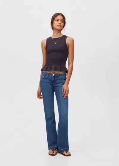 Mango Teen Low-waist Flared Jeans Dark Blue
