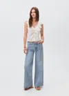 Mango Teen Wide-leg Jeans With Loop Light Blue