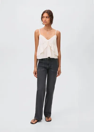 Mango Teen Culotte Jeans With Embroidered Stars Black Denim