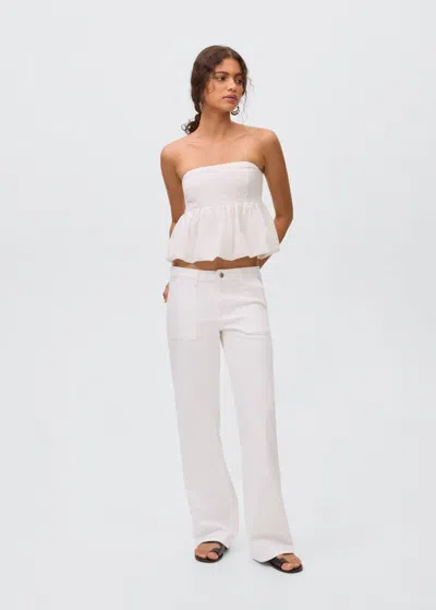 Mango Teen Culotte Jeans With Embroidered Stars Off White