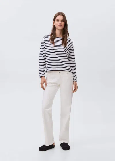 Mango Teen Low-waist Studded Jeans Off White