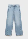 Mango Teen Low-waist Wide Leg Jeans In Blue