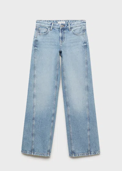 Mango Teen Low-waist Wide Leg Jeans In Blue