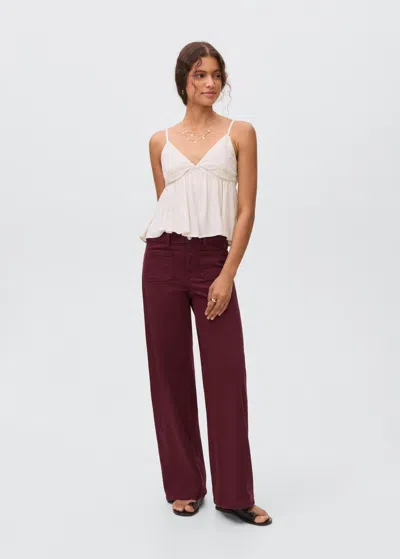 Mango Teen Low-waist Culotte Jeans Burgundy