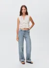 Mango Teen Wide Leg Jeans With Turned-up Hem