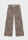 Mango Teen Leopard Print Patch Pocket Wide Leg Jeans In Sand