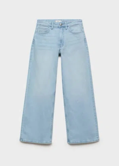Mango Teen Jeans Culotte Mid-waist Comfort Light Blue