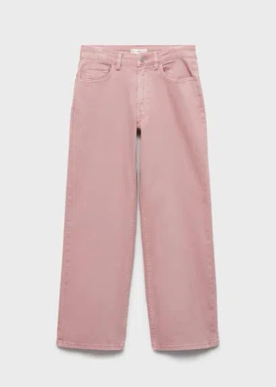Mango Teen Jeans Culotte Mid-waist Comfort Pastel Pink