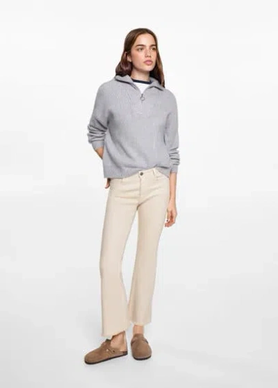 Mango Teen Crop Flared Jeans In Light/pastel Grey