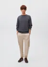 Mango Teen Cargo Joggers With Drawstring Ice Grey