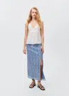 Mango Teen Printed Midi Skirt Dark Navy In Dark Navy