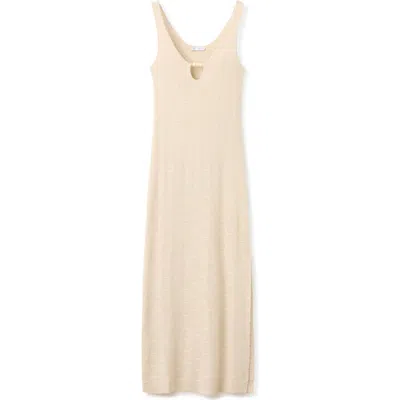 Mango Teen Kids' Beaded Metallic Knit Dress In Neutral