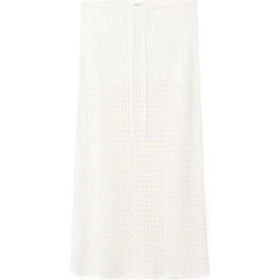 Mango Teen Kids' Cotton Pointelle Knit Maxi Skirt In White